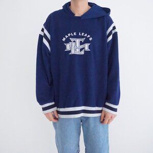NHL Maple Leafs Navy Hockey Hoodie Sporty Collegiate Cozy Streetwear XL